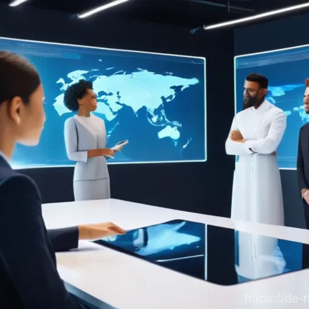 가상 부동산 투자와 소비자 행동 - **Prompt:** A diverse group of professional avatars collaborating in a sleek, futuristic virtual off...