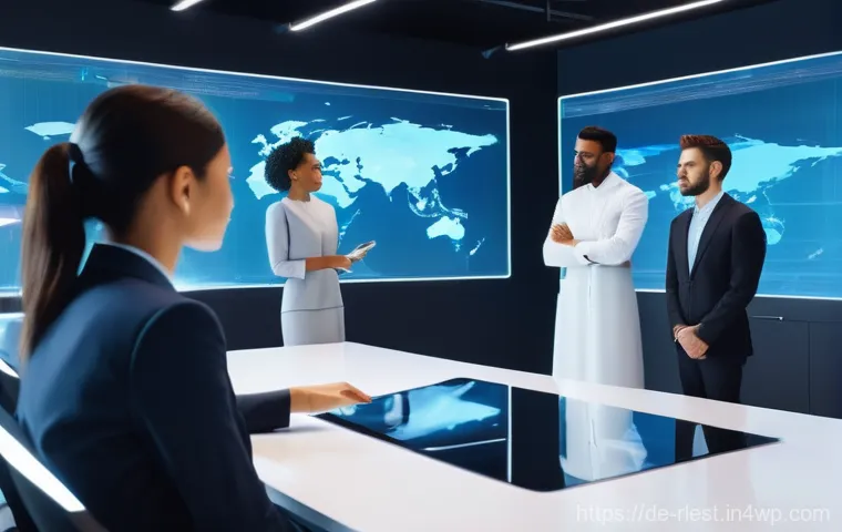 가상 부동산 투자와 소비자 행동 - **Prompt:** A diverse group of professional avatars collaborating in a sleek, futuristic virtual off...
