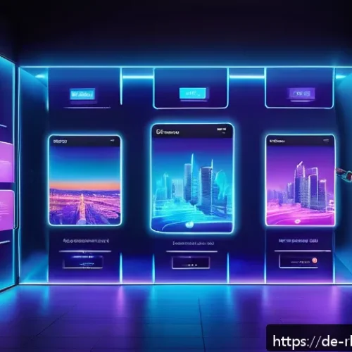 Home 31 가상 부동산의 미래 및 시장 전망 - A futuristic digital real estate marketplace in a vibrant Metaverse cityscape, showcasing sleek 3D v...