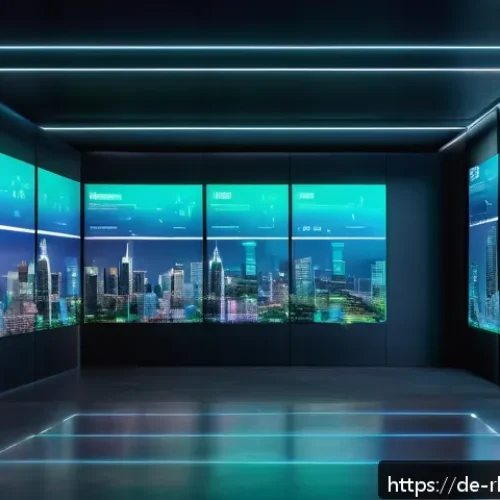 Home 17 가상 부동산 투자 시 자산 분산 효과 - A futuristic digital real estate market scene set in a sleek, high-tech metropolis with transparent ...